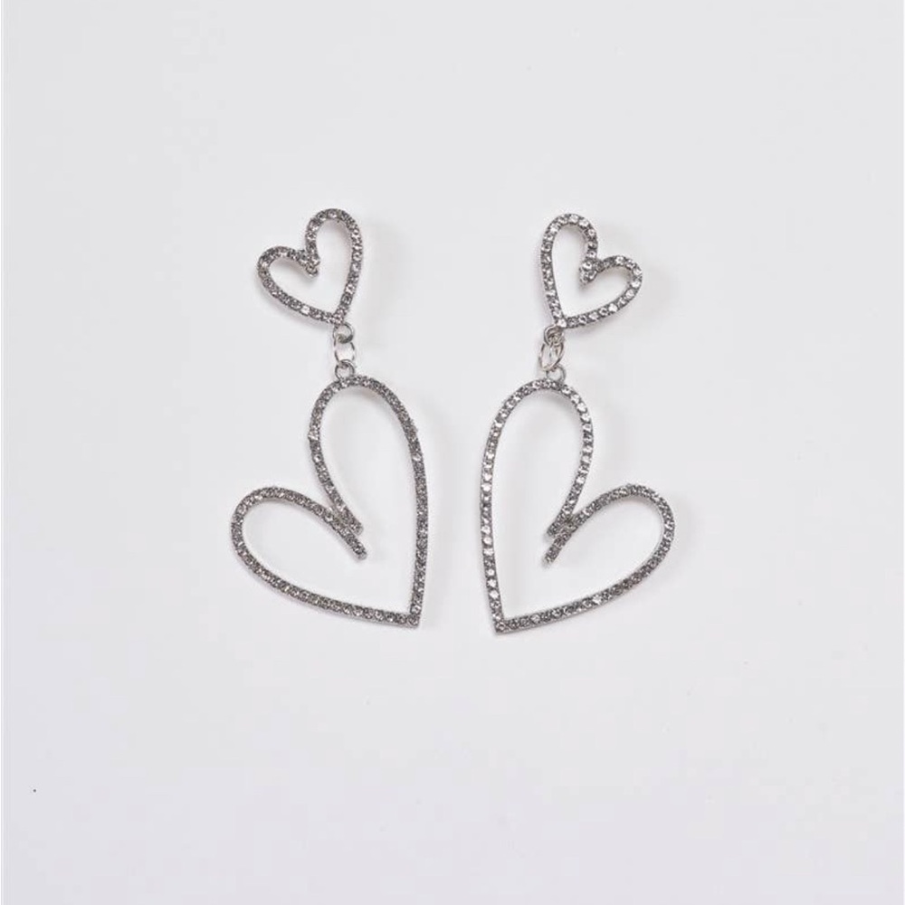 Rhinestone double heart earrings